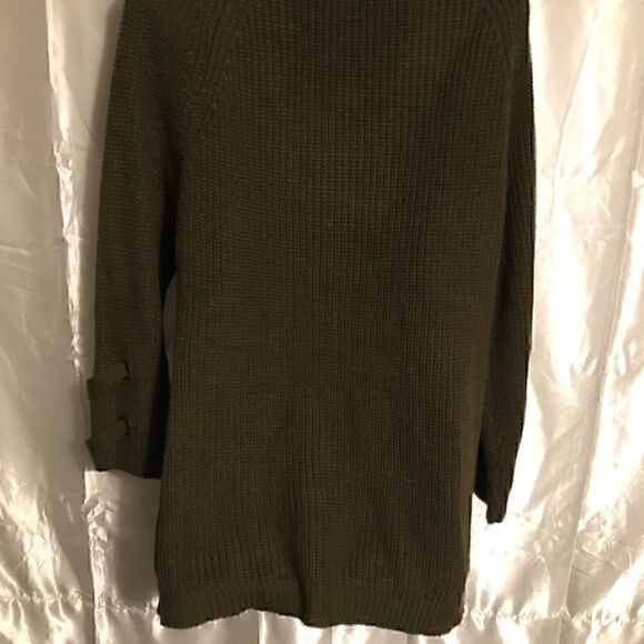 Military Hippe Lace Up V-neck Neck Green Knit Sweater one size - Picture 8 of 14